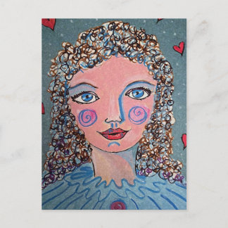 Whimsical Girl's Portrait Postcard