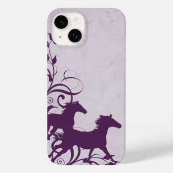 Whimsical Girly Purple Wild Horses Case-mate Iphone 14 Case by PaintingPony at Zazzle