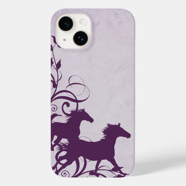 Whimsical Girly Purple Wild Horses Case-Mate iPhone Case (Back)
