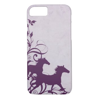 Whimsical Girly Purple Wild Horses Iphone 8/7 Case by PaintingPony at Zazzle