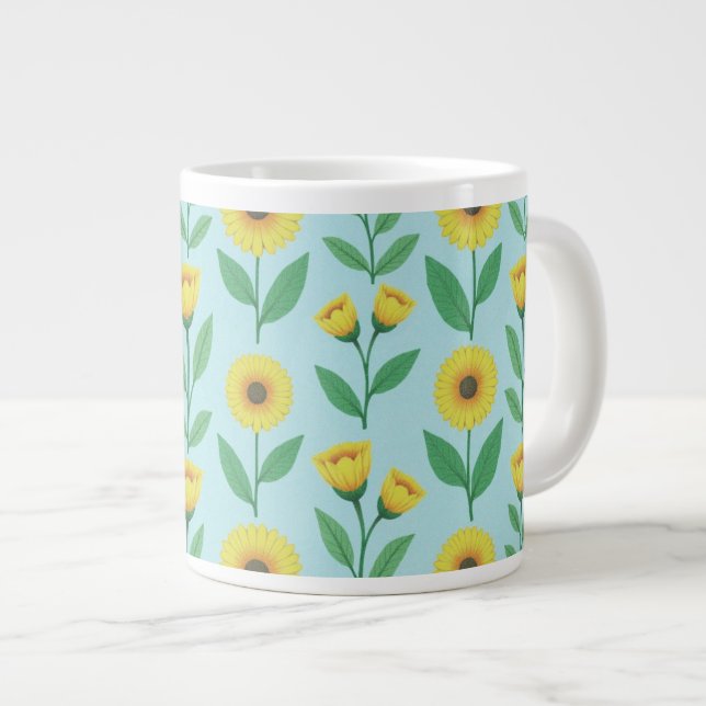 Whimsical Glee Bloom Giant Coffee Mug (Front Right)