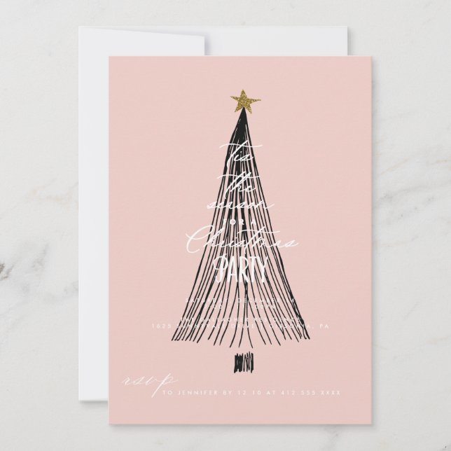 Whimsical Glitter Christmas Tree Holiday Party Invitation (Front)