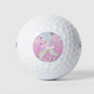 Whimsical Glitter Mermaid Beachy Under the Sea Golf Balls
