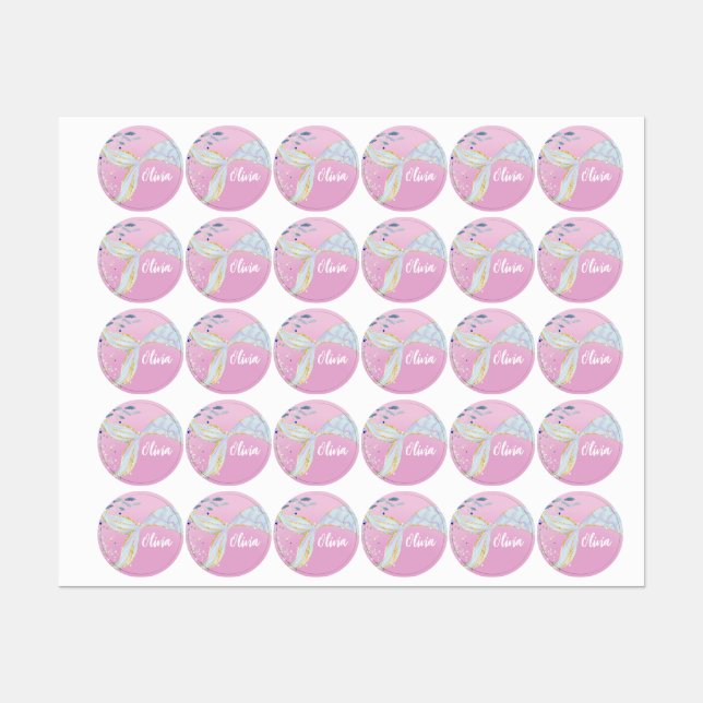 Whimsical Glitter Mermaid Beachy Under the Sea  Labels (Sheet)