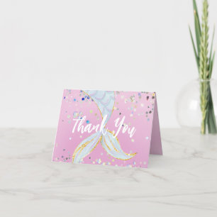Whimsical Glitter Mermaid Beachy Under the Sea Letterpress Thank You Card