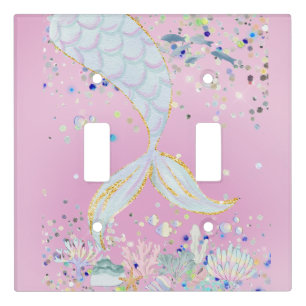 Whimsical Glitter Mermaid Beachy Under the Sea Light Switch Cover