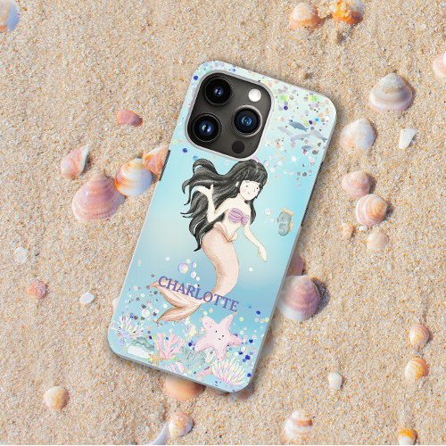 Whimsical Glitter Mermaid Beachy Under the Sea OtterBox iPhone 14 Case