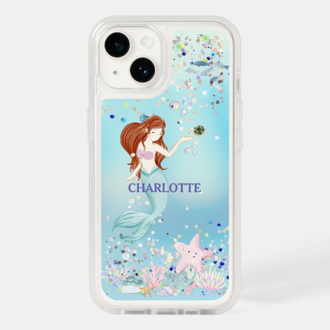 Whimsical Glitter Mermaid Beachy Under the Sea Otterbox iPhone Case (Back)