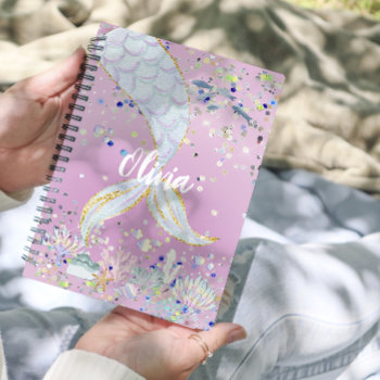 Whimsical Glitter Mermaid Beachy Under The Sea  Planner by freshpaperie at Zazzle