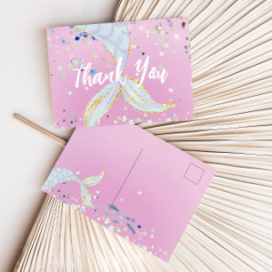 Whimsical Glitter Mermaid Beachy Under the Sea  Postcard