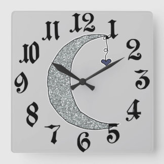Whimsical Glitter Moon Wall Clock
