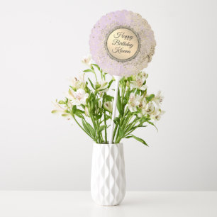 Whimsical Glittery Starry Lavender Birthday Balloon