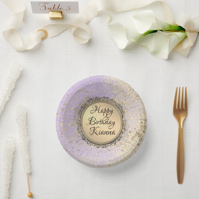 Whimsical Glittery Starry Lavender Birthday  Paper Bowls (Wedding)