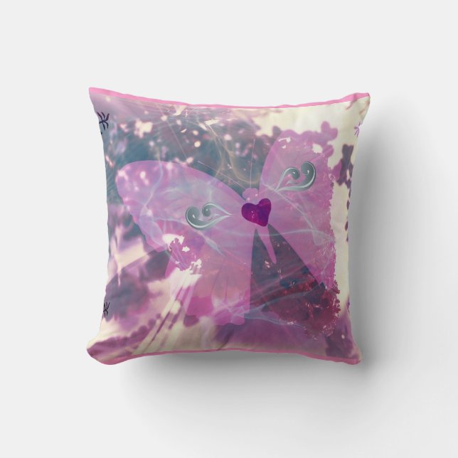 Whimsical Glow Butterfly Accent Pillow (Front)