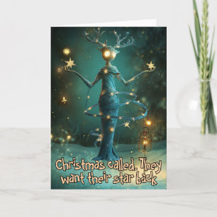 *~* Whimsical Glow Funny Magical 32 Christmas AP97 Letterpress Thank You Card