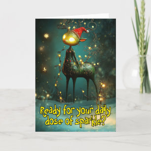 *~* Whimsical Glow Funny Magical 34 Christmas AP97 Letterpress Thank You Card