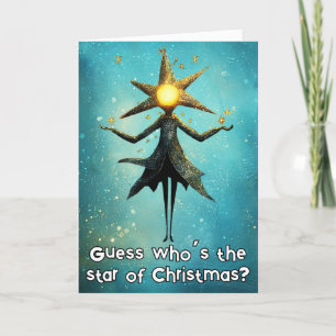 *~* Whimsical Glow Funny Magical Christmas 24 AP97 Letterpress Thank You Card