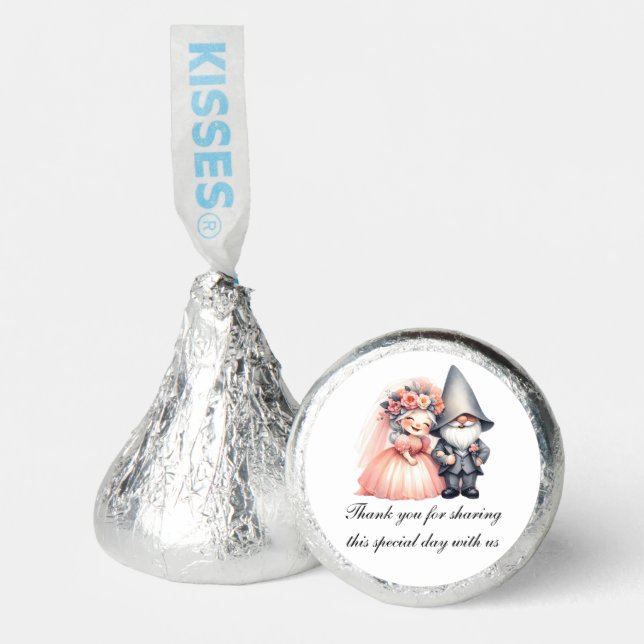 Whimsical Gnome Bride & Groom Thank You Wedding  Hershey®'s Kisses® (Front)