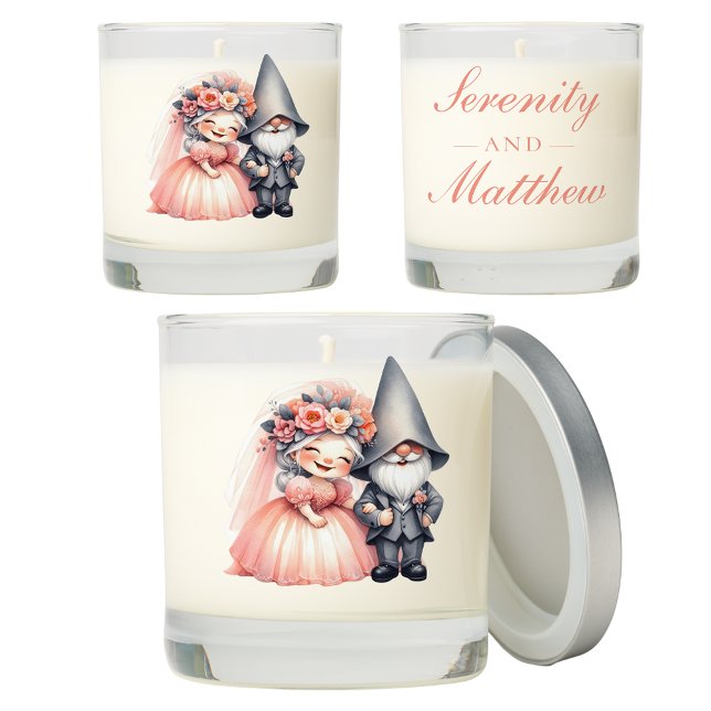Whimsical Gnome Bride Groom Wedding Candle Gift (Creator Uploaded)