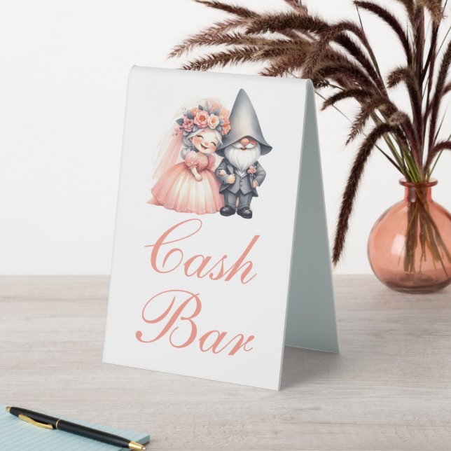 Whimsical Gnome Cash Bar Rustic Wedding Orange Table Tent (In SItu (Table))