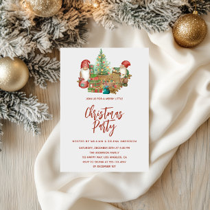 Whimsical Gnome & Christmas Tree Holiday Party Invitation