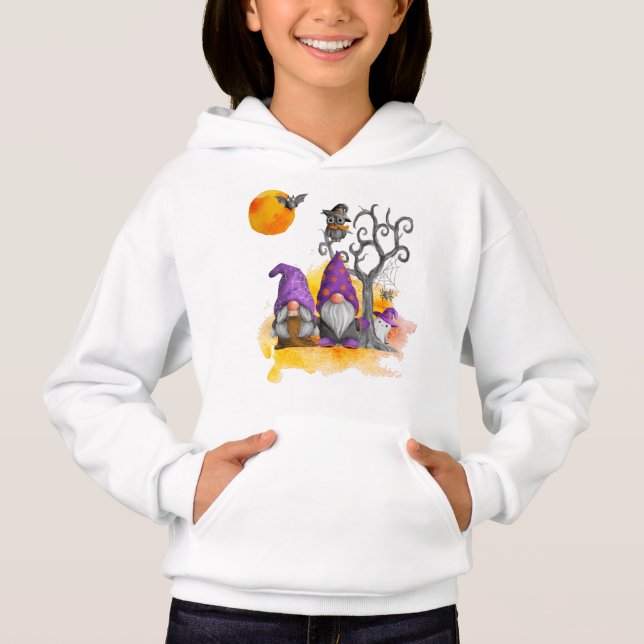 Whimsical Gnome Couple on Halloween Hoodie (Front)