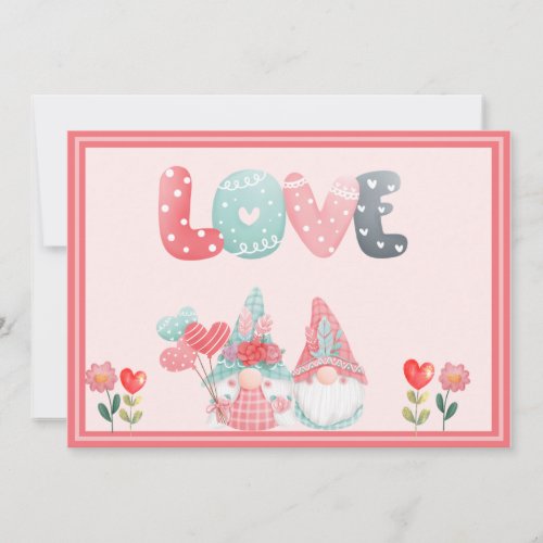 Whimsical Gnome Couple Valentines Card