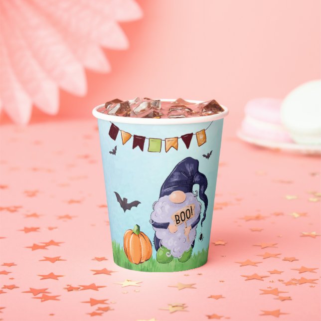 Whimsical Gnome Halloween Paper Cups (Insitu)