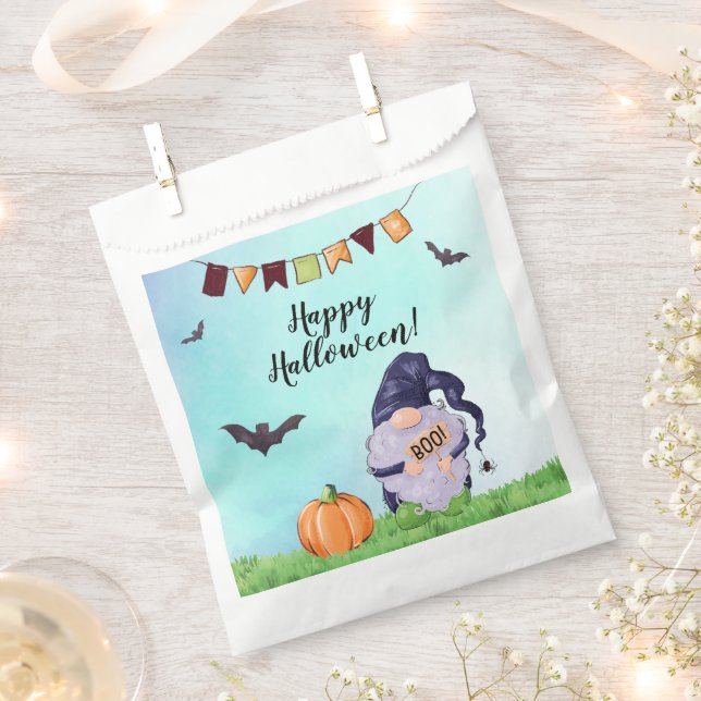 Whimsical Gnome Happy Halloween Favor Bag (Clipped)