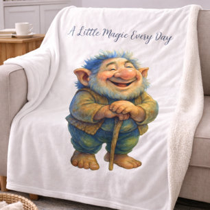 Whimsical Gnome Illustration Gift Magic Every Day Fleece Blanket