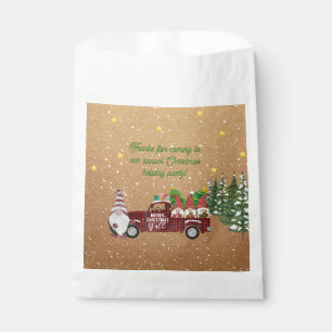 Whimsical Gnome in Red Truck Christmas Party Favor Bag