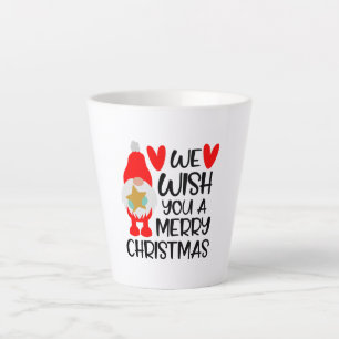 Whimsical Gnome - Merry Christmas Hearts Latte Mug