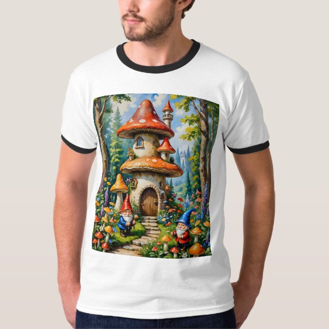 Whimsical Gnome Mushroom Cottage Fantasy Shirt (Front)