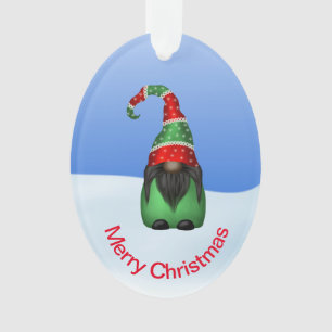 Whimsical Gnome on a Snowy Day Christmas Ornament