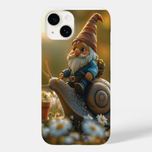 Whimsical Gnome on Snail Ride Magical Garden Scene Case-Mate iPhone 14 Case