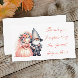 Whimsical Gnome Orange Garden Wedding Place Card