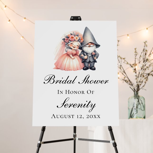 Whimsical Gnome Orange Rustic  Bridal Shower Sign (In Situ (Stand))