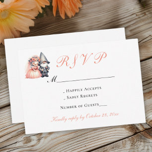 Whimsical Gnome Orange Woodland Wedding RSVP Card