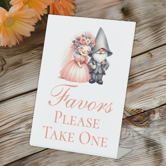 Whimsical Gnome Rustic Wedding Favors Table Pedestal Sign (Creator Uploaded)