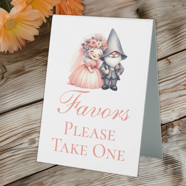 Whimsical Gnome Rustic Wedding Favors Table Tent (Creator Uploaded)