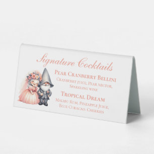 Whimsical Gnome Rustic Wedding Signature Cocktails Table Tent
