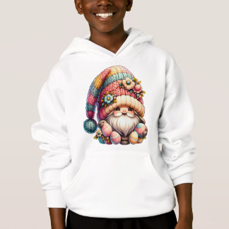 Whimsical Gnome Sitting with Decorative Egg Hoodie