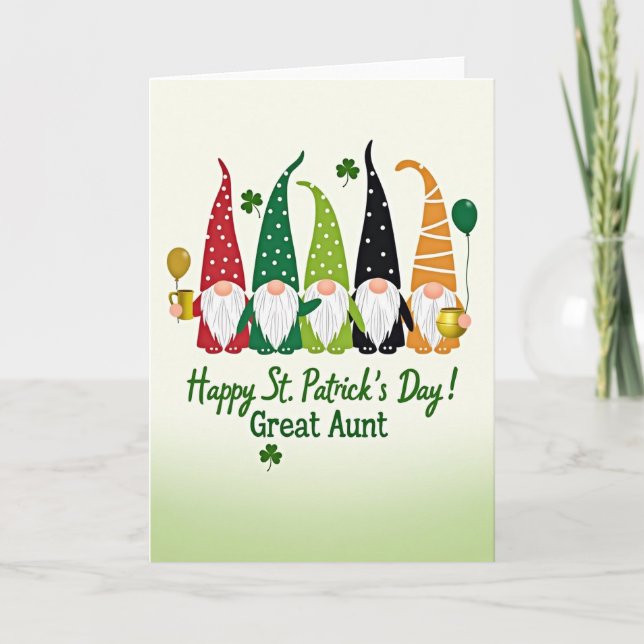 Whimsical Gnome St Patricks Day Card (Front)