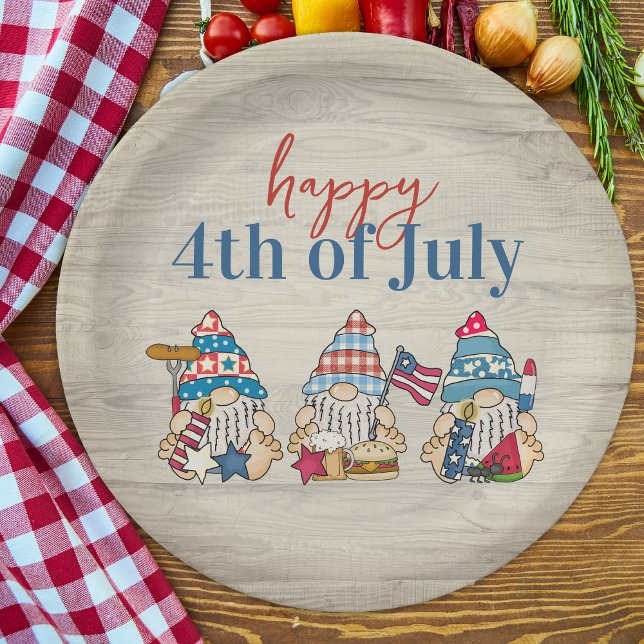 Whimsical Gnomes BBQ Farmhouse 4th Of July Party  Paper Plates (Creator Uploaded)