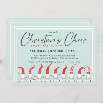 Whimsical Gnomes Christmas Cheer Cocktail Party Invitation by DP_Holidays at Zazzle