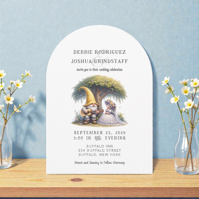 Whimsical Gnomes Fun Wedding Invitation  (Creator Uploaded)