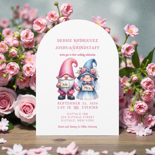 Whimsical Gnomes Fun Wedding Invitation  (Creator Uploaded)