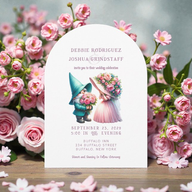 Whimsical Gnomes Fun Wedding Invitation  (Creator Uploaded)