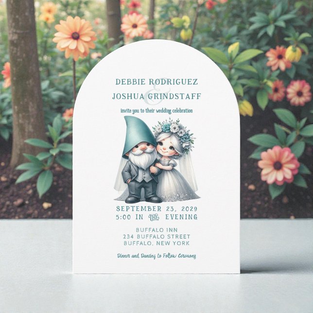 Whimsical Gnomes Fun Wedding Invitation  (Creator Uploaded)