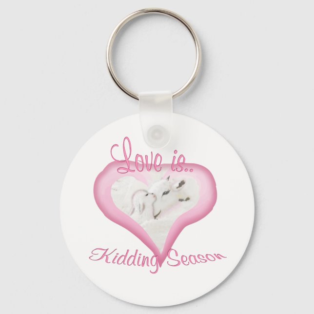 Whimsical Goat Artwork Mother and Baby Keychain (Front)